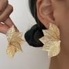 2026 New Gold Color Leaf Dangle Earrings for Women Uneven Plant Element Exaggerated European Big Leaf Drop Earrings Brincos