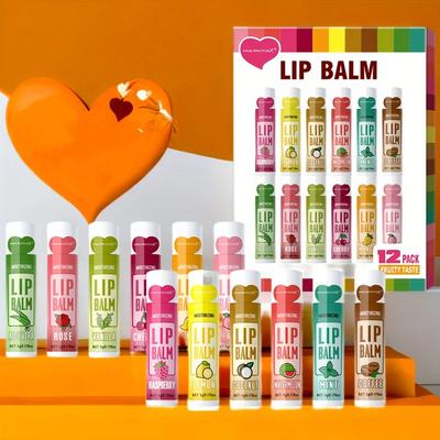 Moisturizing Lip Balm Set - 12PCS/Box, Long-Lasting Hydration, Deeply Moisturizing, Water Replenishing and Brightening