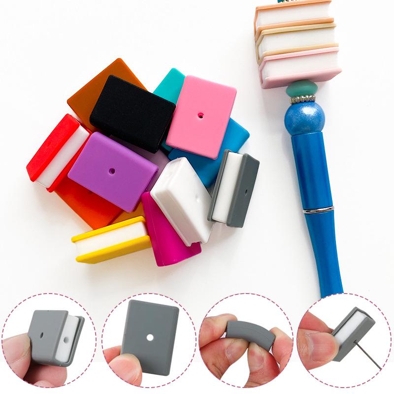 Stackable Rectangular Book-Shaped Silicone Beads – DIY Accessories with Double Holes