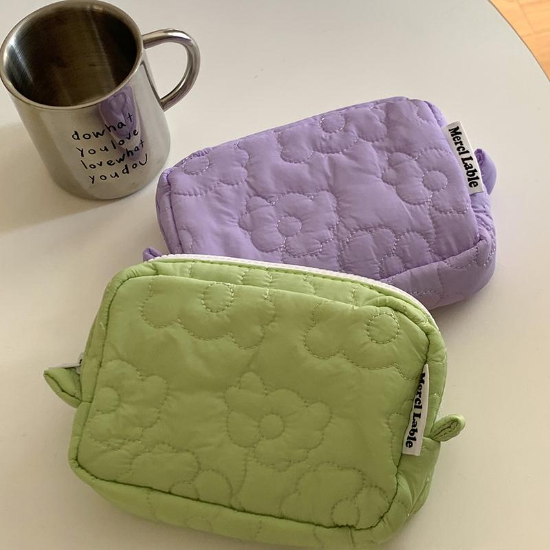 

Fashion Women Flower Print Quilting Cotton Cosmetic Bag Portable Ladies Makeup Storage Handbag Large Capacity Make Up Bags жёлтый