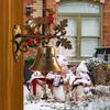 Christmas Welcome Home Bell Wall Mounted Rustic Metal Doorbell Vintage Santa Reindeer Snowman Penguin Hanging Dinner Bell for Front Door Yard