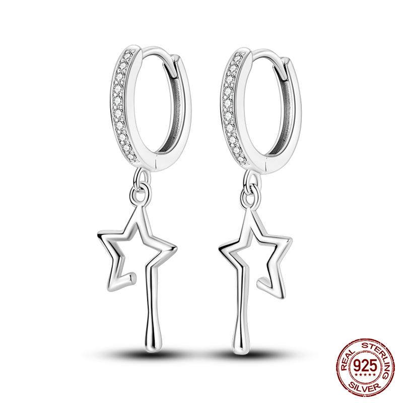 

Сережки-зірки зі справжнього срібла 925 проби для жінок, блискучі вушні шпильки з циркону, розкішні вишукані весільні прикраси для заручин, подарунок для дівчини