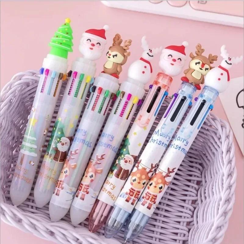 Christmas Gift Set Cartoon Santa Claus Pens Writing Pencils Creative Stationery Kids Multi-Color Marker School Supplies Snowman