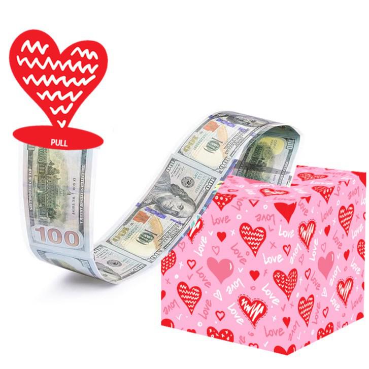 Valentine's Day Surprise Cash Gift Box with Pull-Out Red Envelope