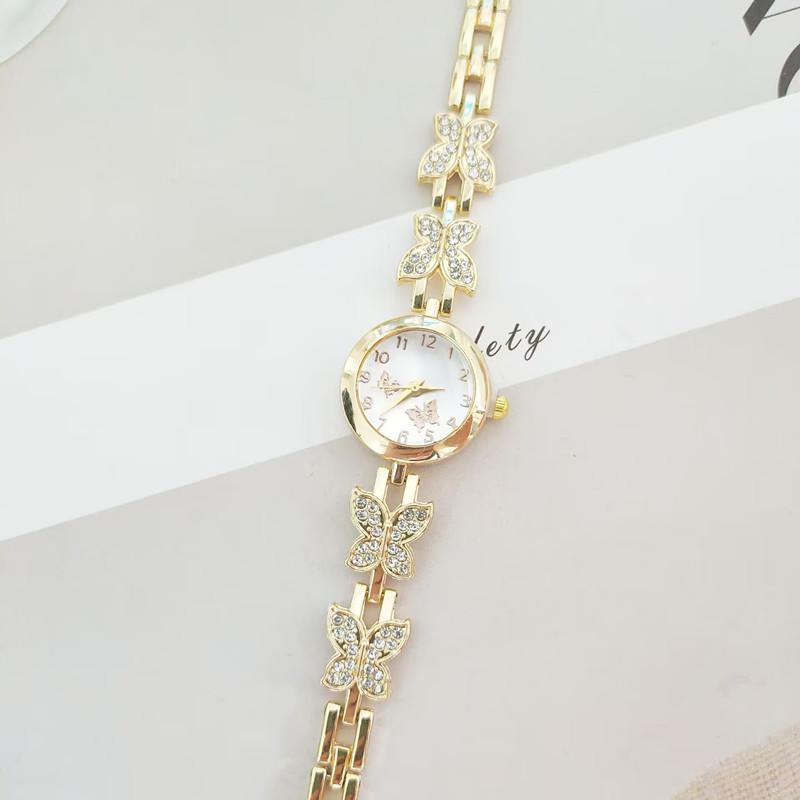 Korean Version of Butterfly Diamond Women s Watch Niche Light Luxury Female Student Bracelet Watch золотой