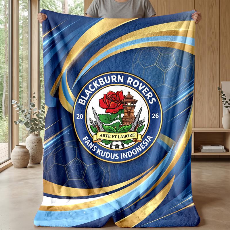 Blackburn Rovers Football Print Flannel Blanket, Soft Warm Lightweight Throw Blanket for Sofa Bed Camping