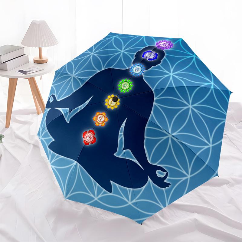 1pc Chakra Meditation Harmony Umbrella with Plastic Handle,Suitable for All Seasons Home Travel Outdoor UmbrellaDD548