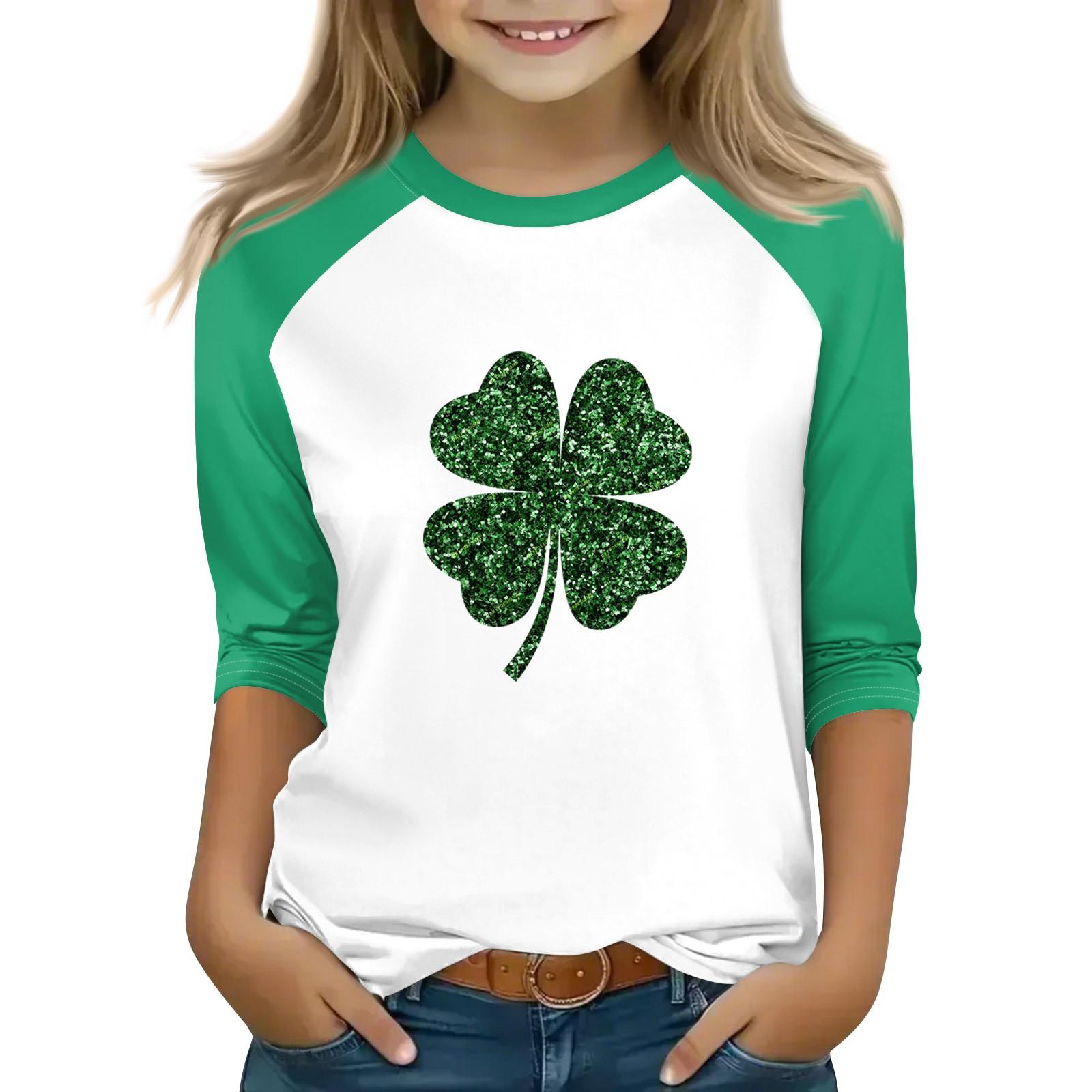 

Топы для девочек 4-16 лет с круглым вырезом и рукавами 3/4 Футболки Модные топы Наряды Футболки 160 белый