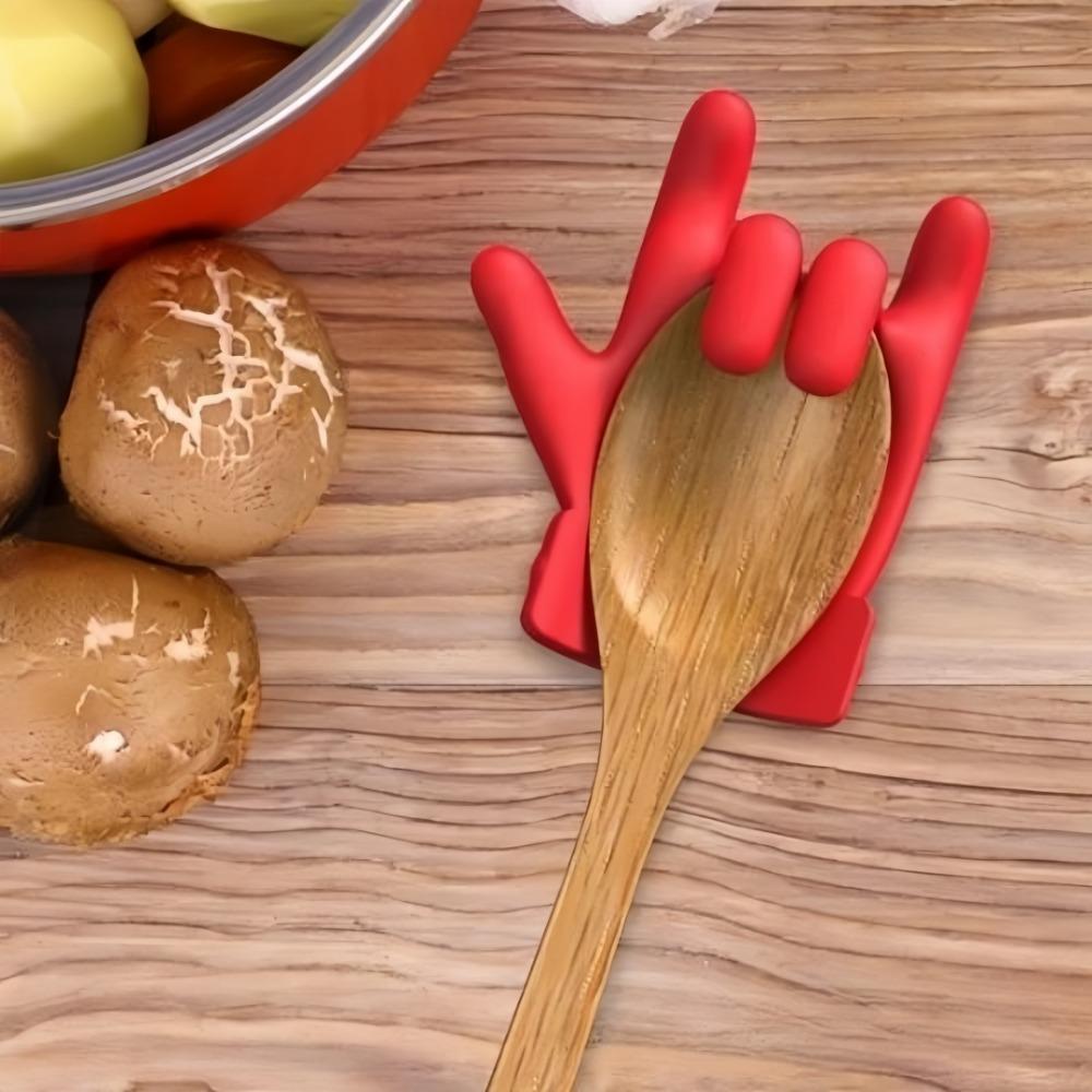 Creative Finger Spoon Holder Palm Shaped Spoon Cushion For Household Kitchen Pot Lid Lifting Overflow Pot Holder Divine Tool