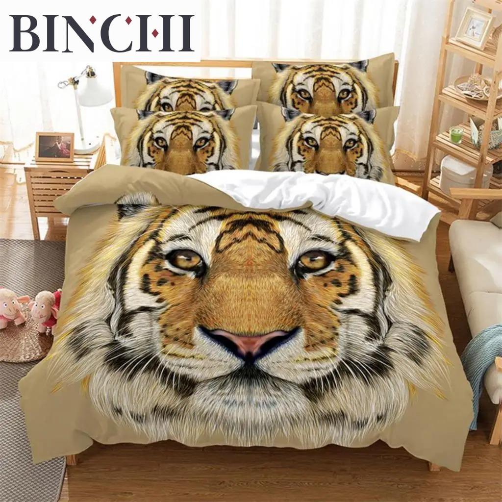 White Tiger Bedding Set 3Pcs Duvet Cover Soft Comfortable Breathable For Bedroom Guest Room Decor