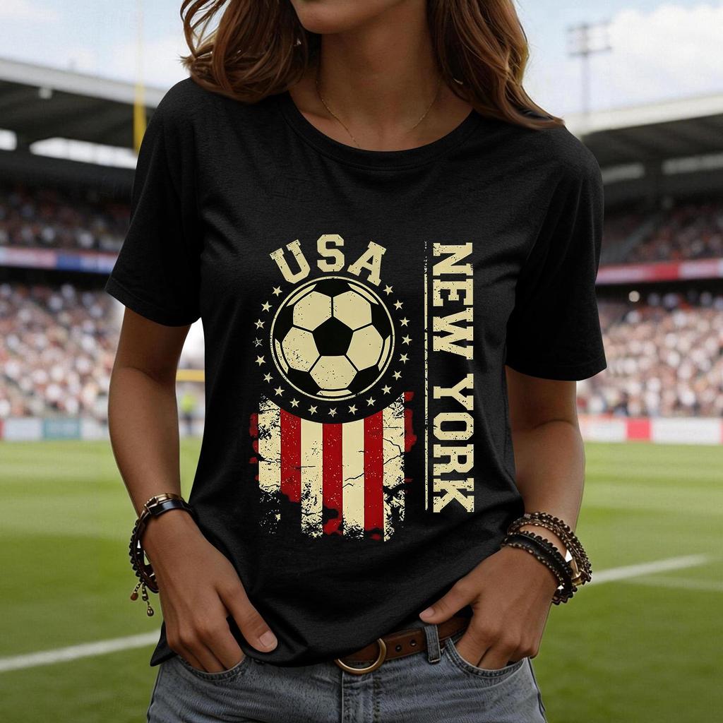 Women's Fashion Casual Printed Short Sleeve Round Neck Pullover Tops