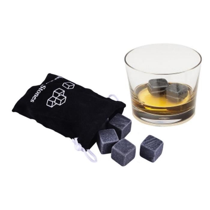 GL12608-Lot de 9 pièces de pierre à Whisky en granit. Cubes de rochers de Glacier. Refroidisseur en vrac naturel pour ustensiles d