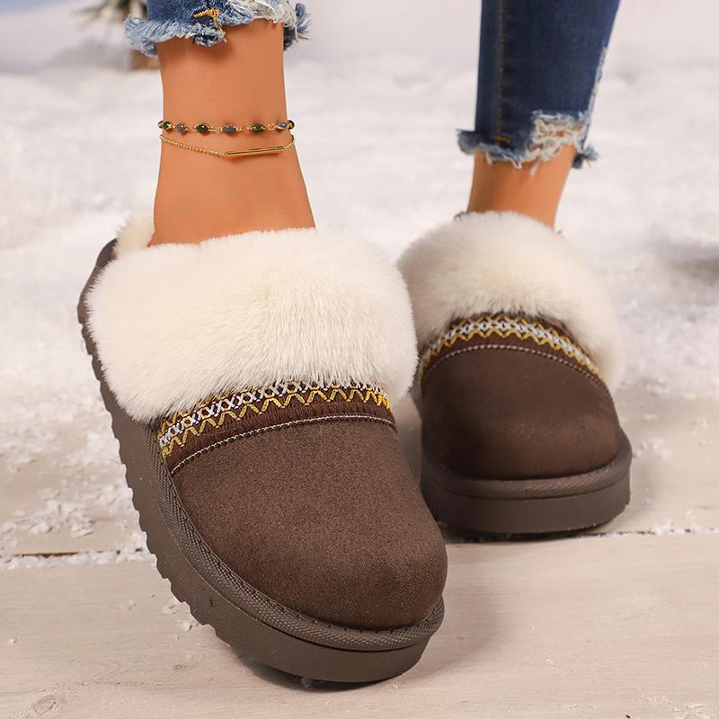 Fashion Fashion Striped Fluffy House Slippers for Women 2025 Winter Warm Plush Cotton Shoes Woman Comfort Non Slip Fur Platform Slippers