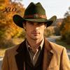 Autumn Winter Warm Fedora Unisex Western Cowboy Hat, Wool Felt Hat with Faux Leather Elegant for Daily Use Band, Retro Wide Brim Cowgirl Men