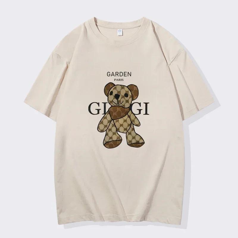 Sommer Neues Herren T-Shirt Buchstaben Bär Druck Freizeit Kurzarm Fitnessstudio Übung Outdoor Laufen Sport Damen Kurzarm