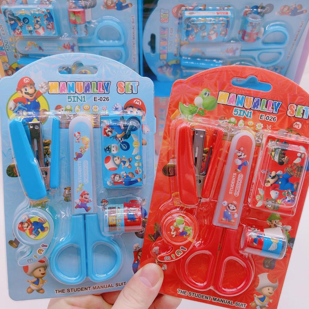 Adorable Student Stationery Set: High-Quality Scissors, Stapler, Tape & Stickers - Perfect Gift for Children's Learning