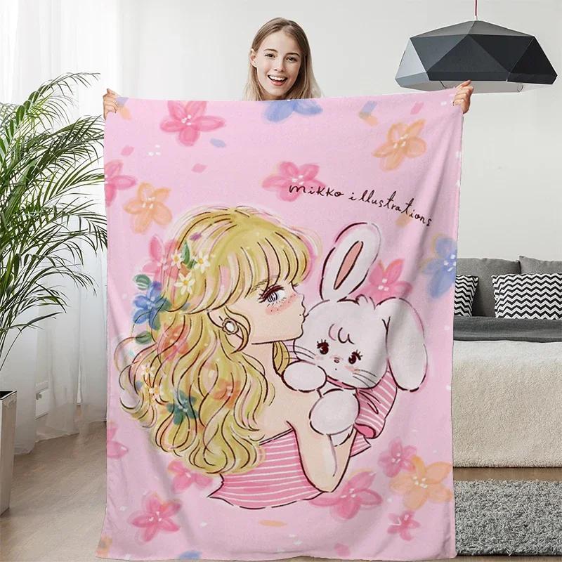 Fleece Blanket Sofa M-Mikkos Cute Warm Knee Bed Camping Custom Nap Fluffy Soft Blankets for Winter King Size Microfiber Bedding