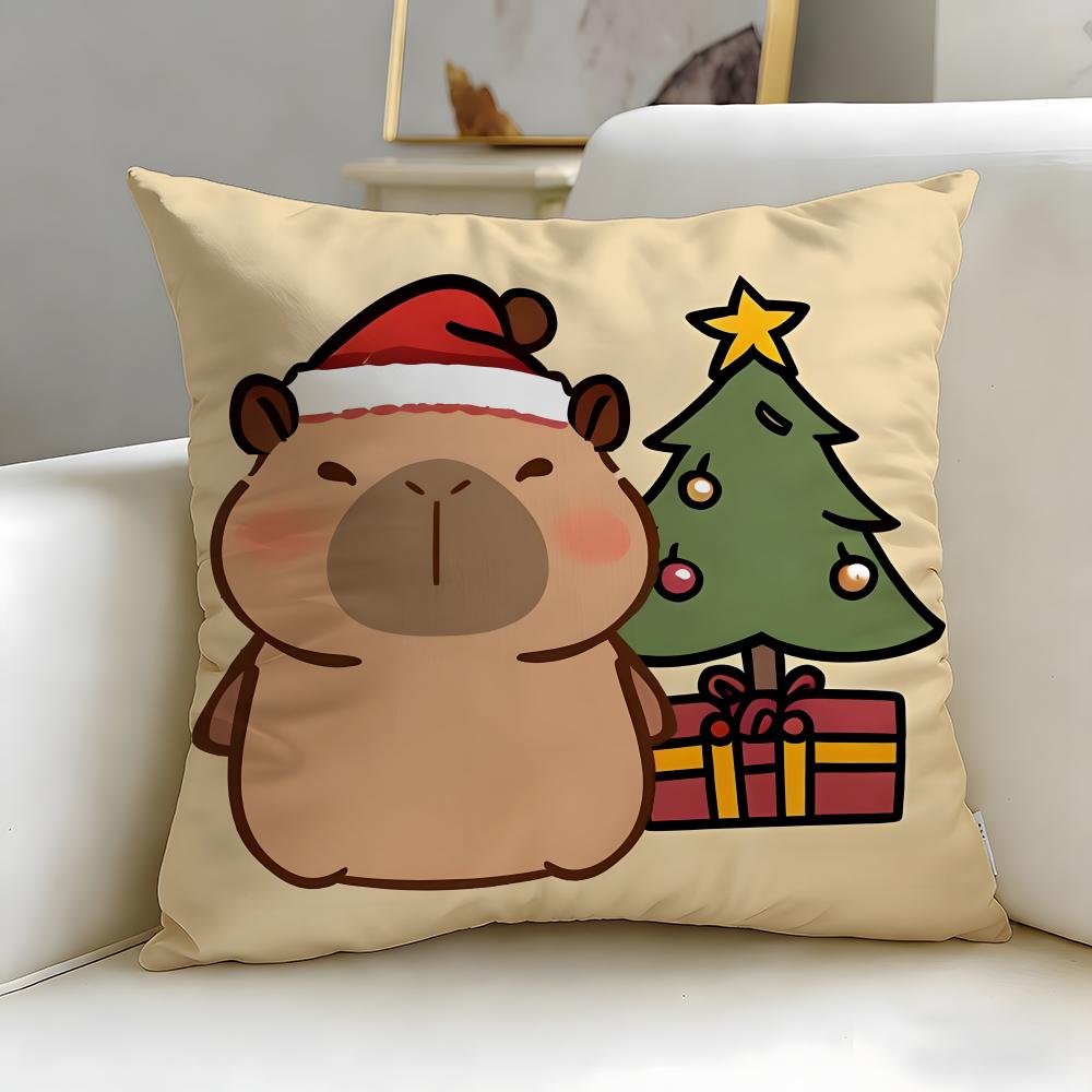 classic animal Capybara Cushion Cover Soft & Easy-Wash Pillow Case – Versatile for Couch, Bed, Travel and Office