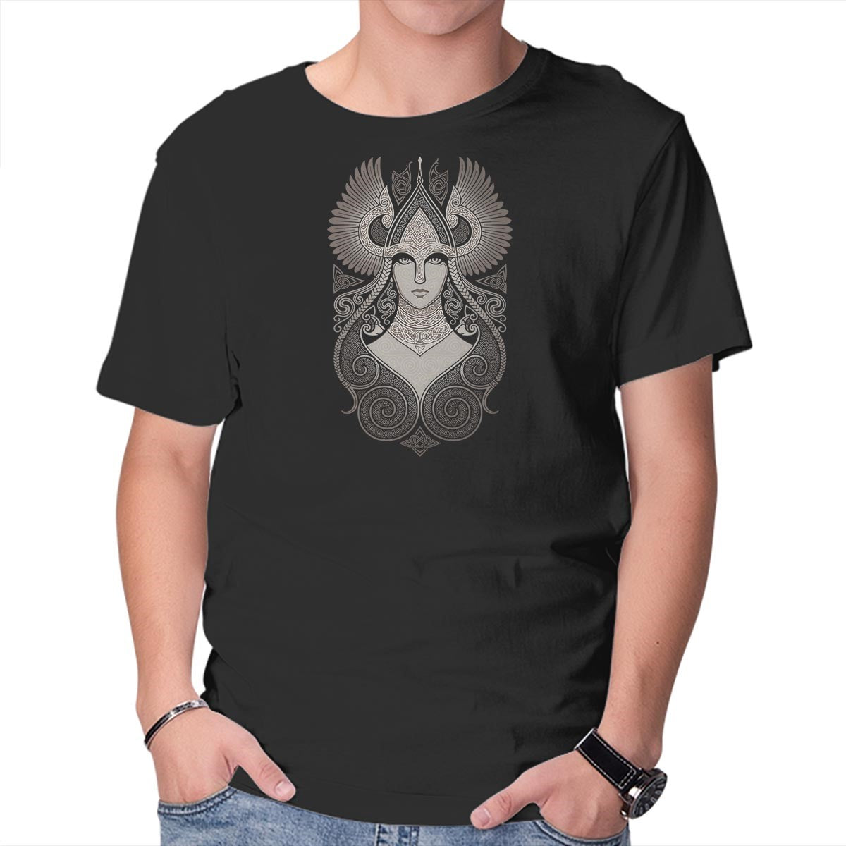 Unisex Crew Neck T-Shirt FREYJA Graphic Short Sleeve Casual Tee XS