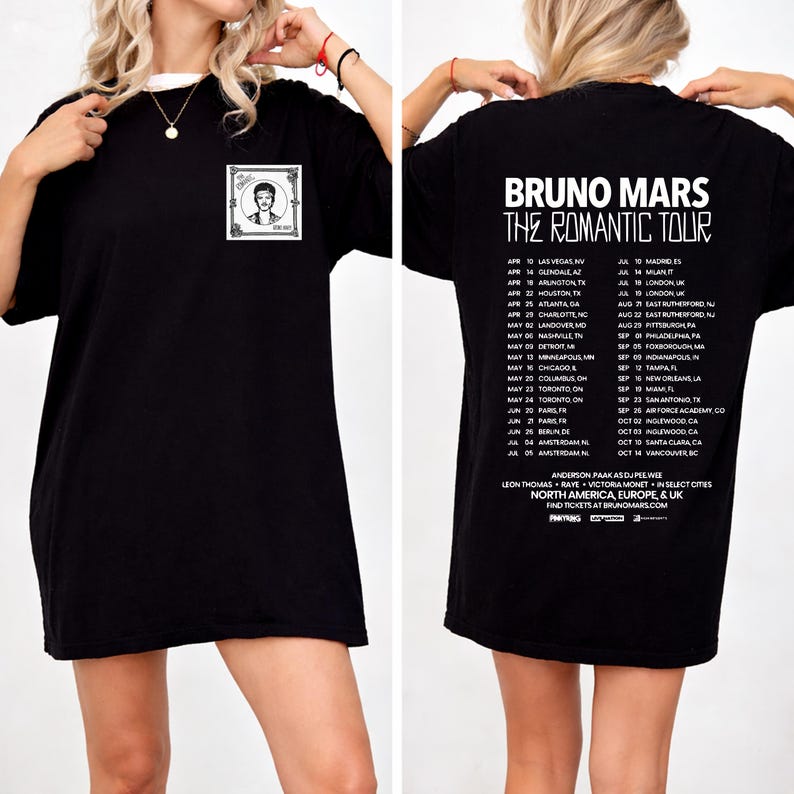 

Летняя Мода 2026 Модная Футболка Bruno Mars Романтический Тур Футболка, Футболка для Концерта, Футболка Музыкального Тура, Графическая Свободная Посадка, Унисекс Эпоха Поп-Культуры 4XL