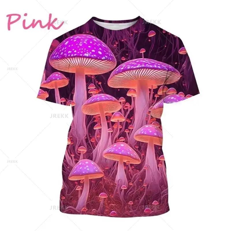 Mushroom 3D Printed T Shirt Plant Pattern Round Neck Short Sleeve Forest Fashion Casual Unisex Tops Tshirt High Quality T Shirt