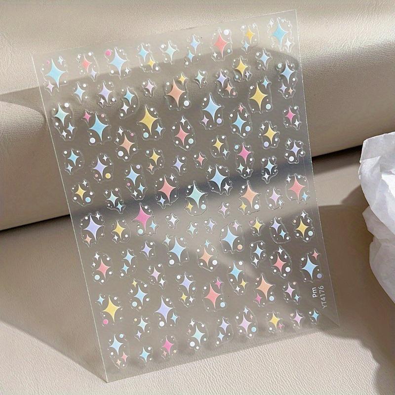 1 peça Adesivos de Unha Autoadesivos Reutilizáveis Coloridos Estrela & Bolinhas Decalques de Arte de Unha Brilhantes, Tema Espaço Fantasia Pastel & Metálico para Manicure Feminina