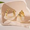 European And American Retro Brown Resin Letter U-shaped Geometric Hoop Earrings For Women Fashion Simple Metal Jewelry Gifts