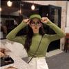 For Autumn and Winter, Wear A Fitted Long-sleeved Semi-high-neck Knitted Sweater As A Student Top