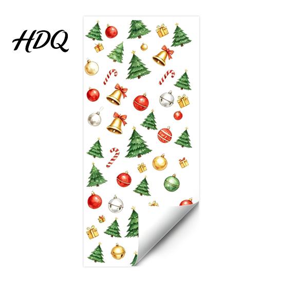 Window Decoration Decal Christmas Static Cling Xmas Tree Snowman Santa Hat Bell Reusable Cling Glass Sticker Removable for Holiday Party Sticker