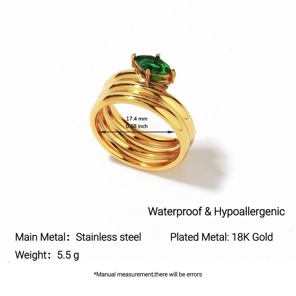 Кольцо Yingtai из нержавеющей стали с титановым покрытием, инкрустированное цирконами, с покрытием 18 карат золотом, геометрический дизайн, водостойкое, не тускнеющее, женское ювелирное изделие.