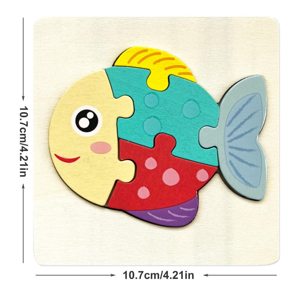 1pc 10.7cm Colorful 3D Puzzles for Kids Cartoon Animals Jigsaw Puzzle Games Children Educational Wooden Toys
