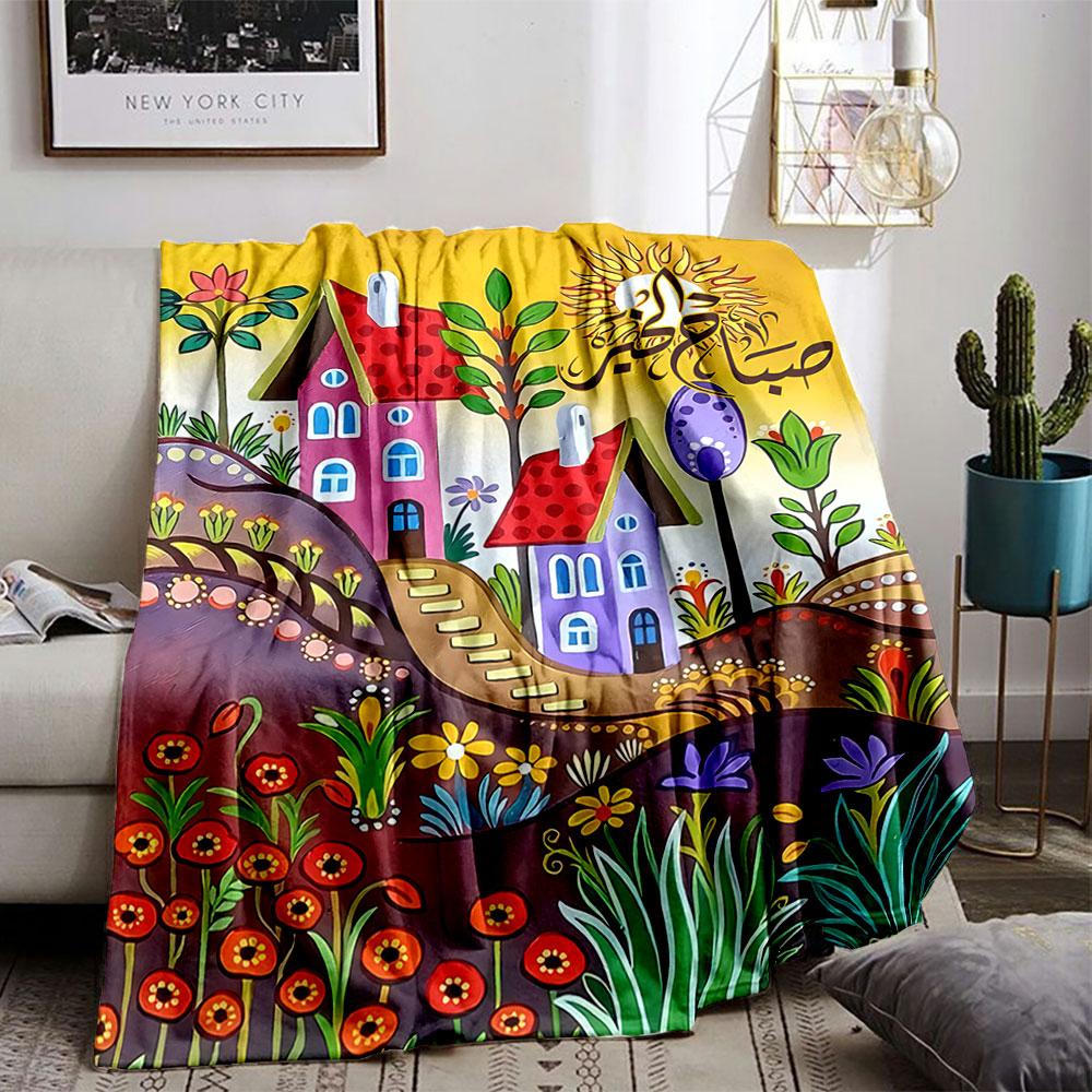 Colorful Cottage Fantasy Blanket for All Seasons Blanket Lunch Break Throw Gift