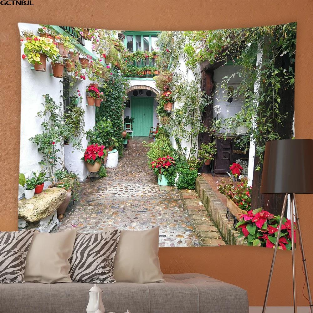 

Landscape Hippie Tapestry Street Style Natural Scenery Tapestries Living Room Bedroom Background Wall Hanging Fabric Tablecloths W100 x H150 cm