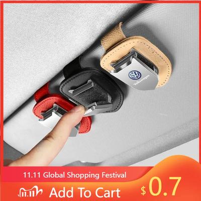 For VW Hot 2025 New Fashion Car Sun Visor Glasses Clip Leather Eyeglasses Clip For VW Volkswagen Jetta MK5 Golf Passat 3B7 601
