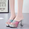 New Women Summer Slippers Fashion Sexy Super Square High Heels Peep Toe Party Shoes Woman Platform Sandals 2019