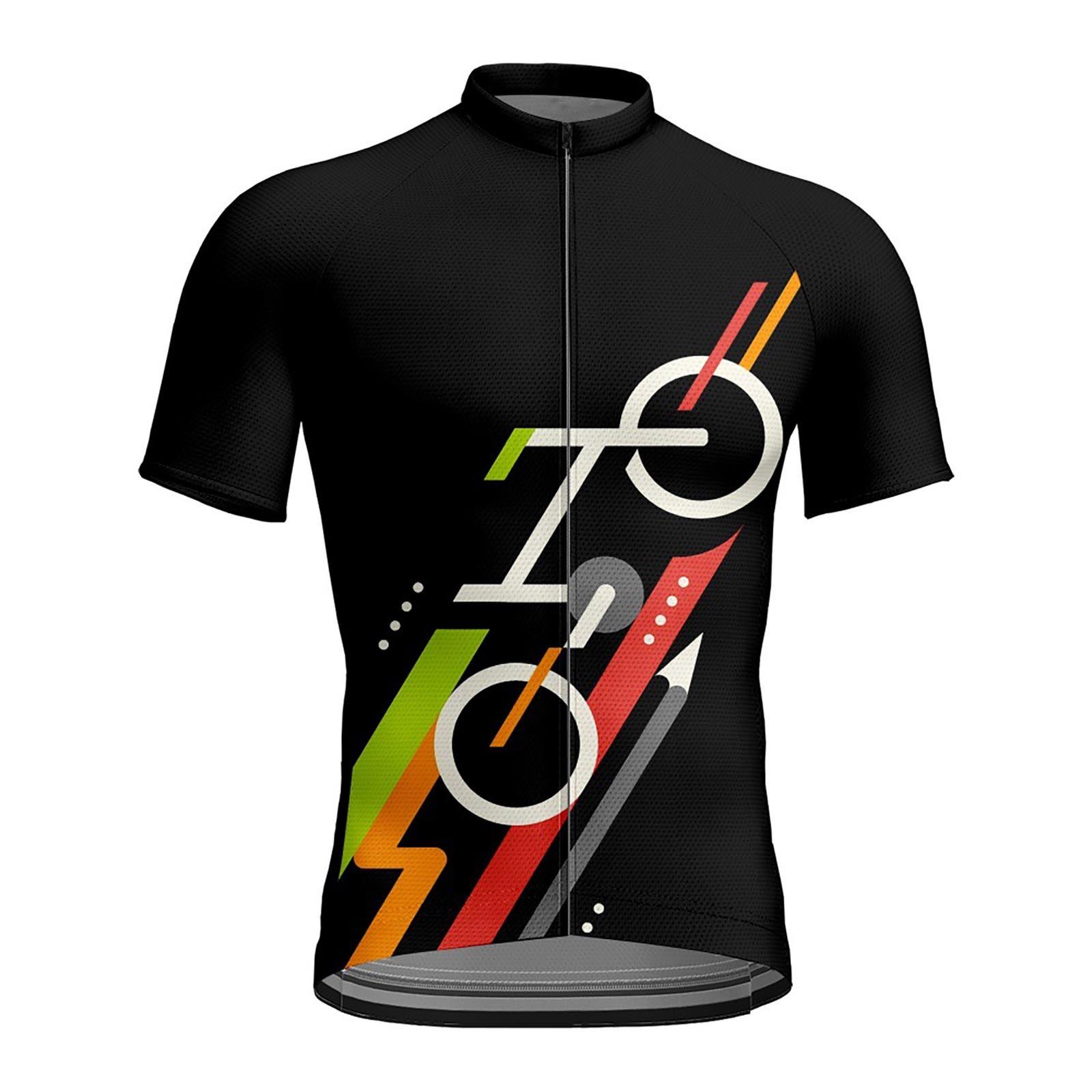 Summer Men s Short Sleeved Cycling Suit 3D Printed Elastic Tight Top XXL чёрный
