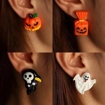 Vtipné halloweenské náušnice simulace plastový obličej dýně duch Smrt Halloweenské náušnice.