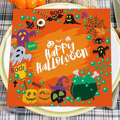 20pcs/pack Funny Paper Napkins Halloween Series Party Dining Table Napkins Paper Safe Free Soft Mouth Wiping Tissue