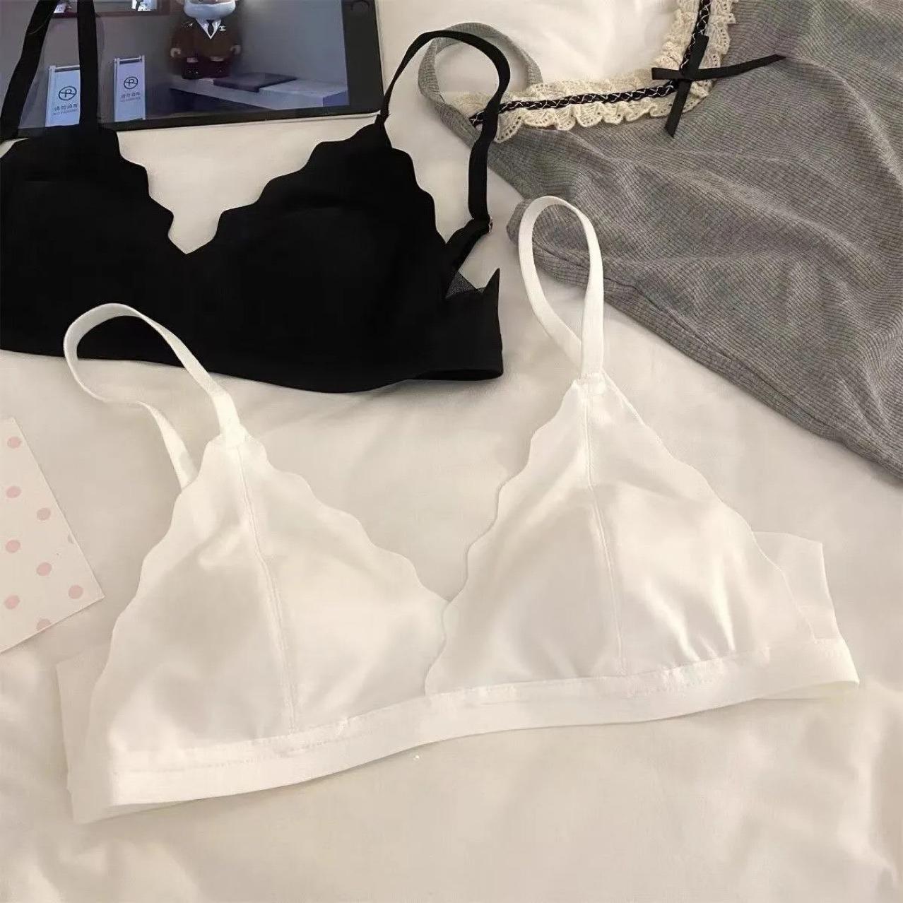 

Женский бесшовный бюстгальтер с французской чашкой-треугольником для большой груди, пуш-ап, беспроводной, ультратонкий стиль, дизайн с кроличьими ушками, бюстгальтер для девочки-подростка 32/70