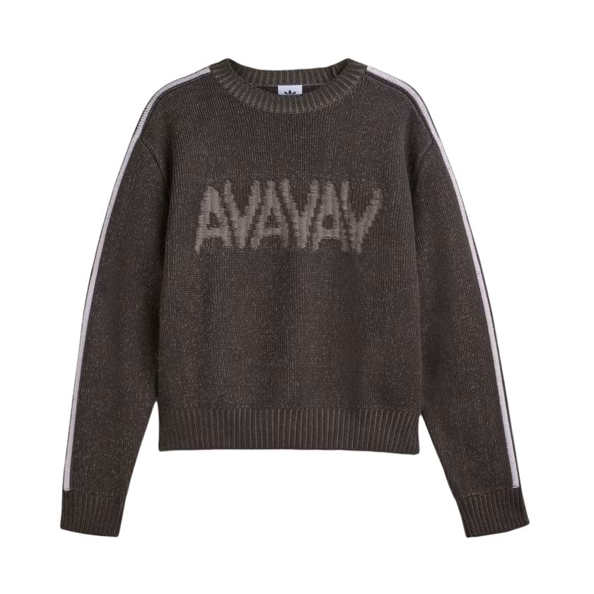 

Adidas Originals X Avavav Collaboration FW25 Loose Fit Soft Knit Sweater Women sweater Ochre White-Brown JZ0620 L