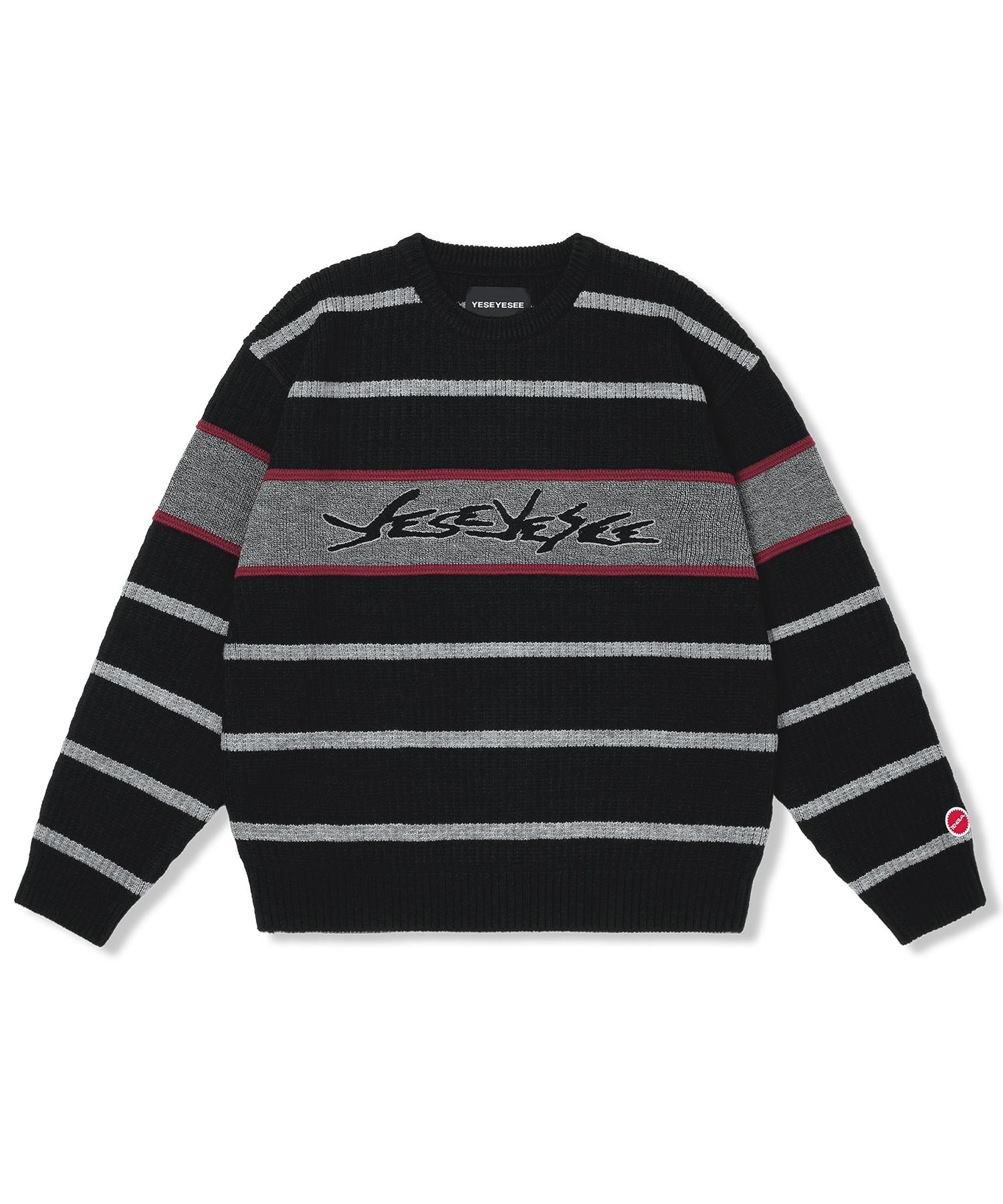 Yes Ic Tenga X Y.E.S Stripe Knit Pullover Black S