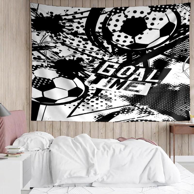 Soccer Print Tapestry, Backdrop, Easy Setup, Ideal for Bedroom, Office & Living Room, with Aesthetic Wall Hanging Decor.