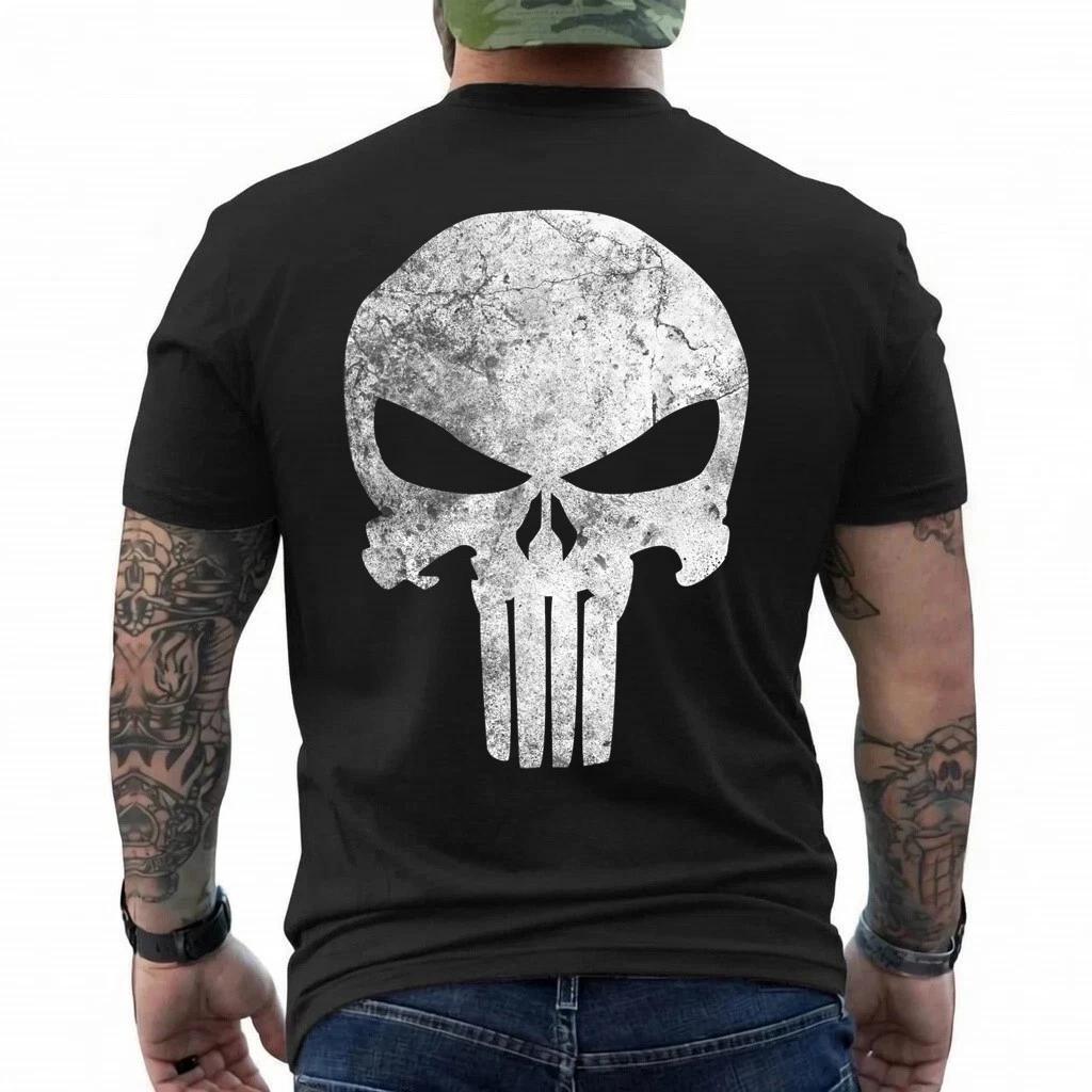 Marvel Punisher Skull Symbol Distressed Graphic T-Shirt T-Shirt 3XL