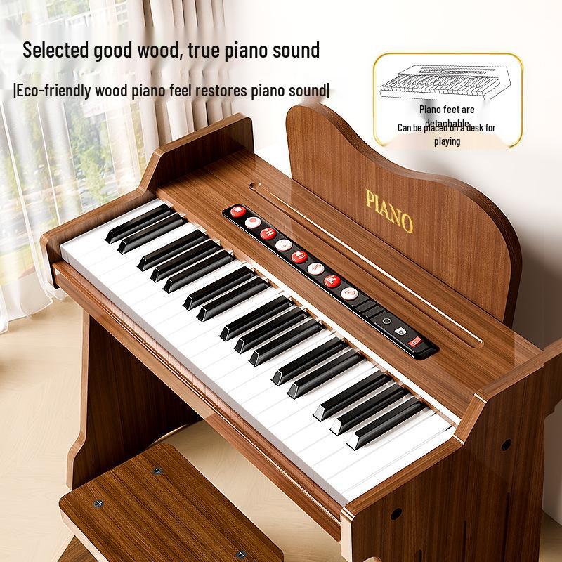 Children's Wooden Toy Piano: Beginner Electronic Keyboard for Boys & Girls, Infants, Toddlers - Ideal Birthday Gift.