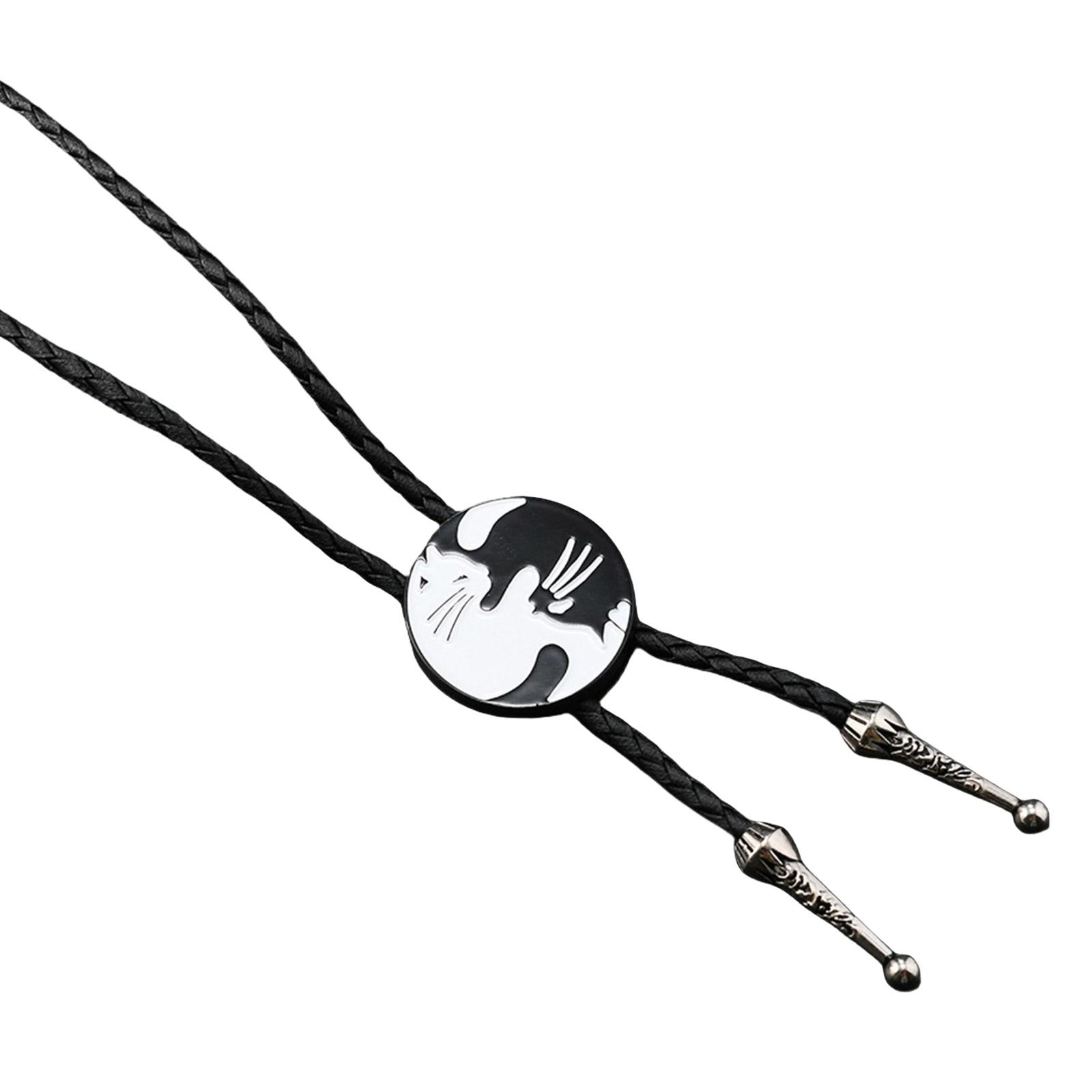 

Мужской регулируемый галстук-боло из кожаного шнура с эмалированной металлической подвеской-значком, ковбойский наряд для родео, рубашечная цепочка, галстук-ожерелье A