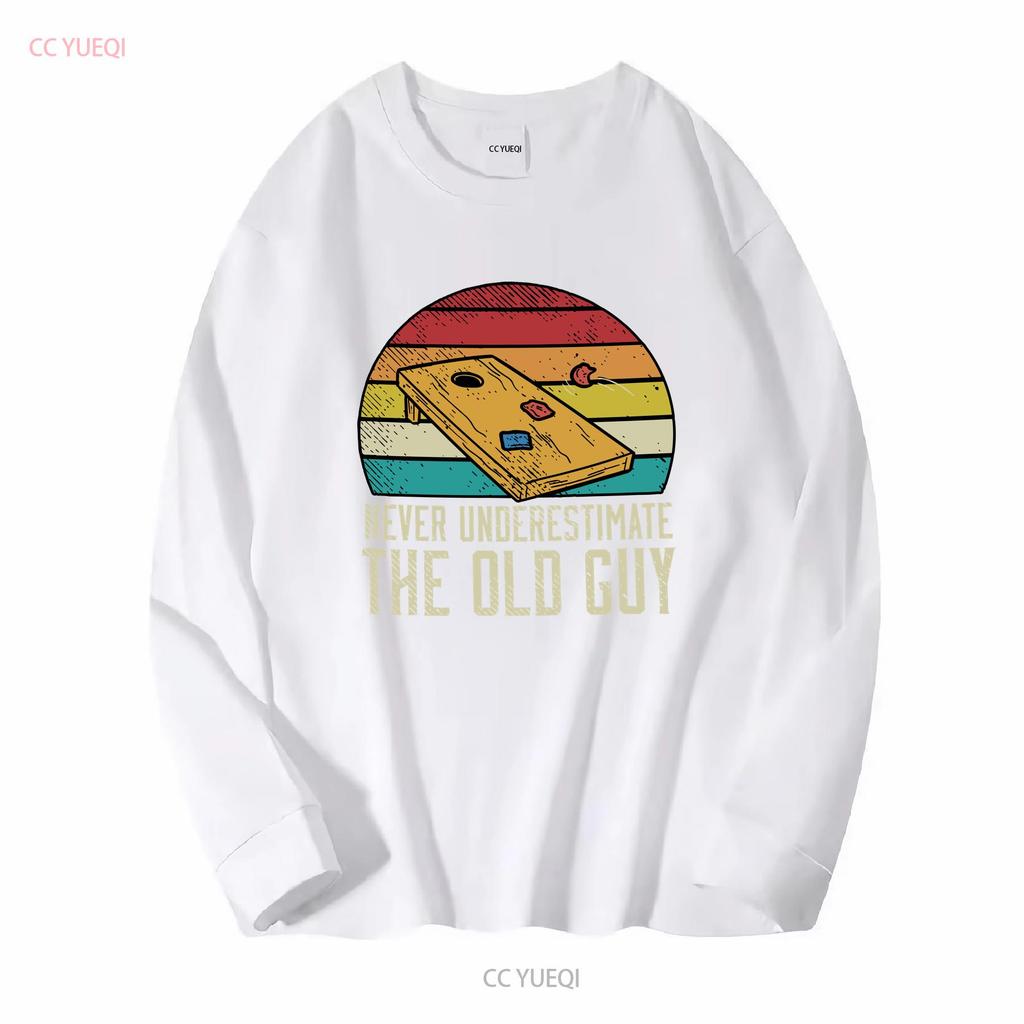 Cornhole T Shirt Corn Hole Team Player Old Guy long or short sleeves vintage Washed Comfortable Soft Unisex Casual