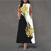 Women's clothing European and American style large size dress digital printing sleeveless pendulum elegant