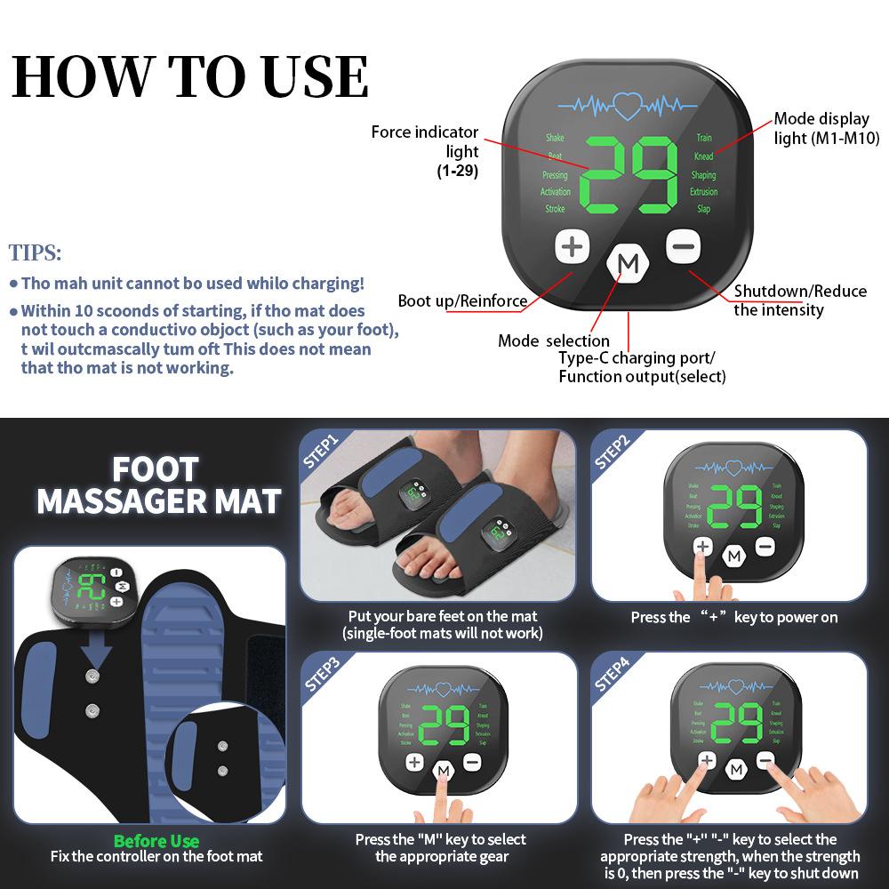 Electric Foot Massager Shoe EMS Pad Muscle Stimulation Massage Foot Relaxation Foot Spa Machine Feet Massager Tools Circulation