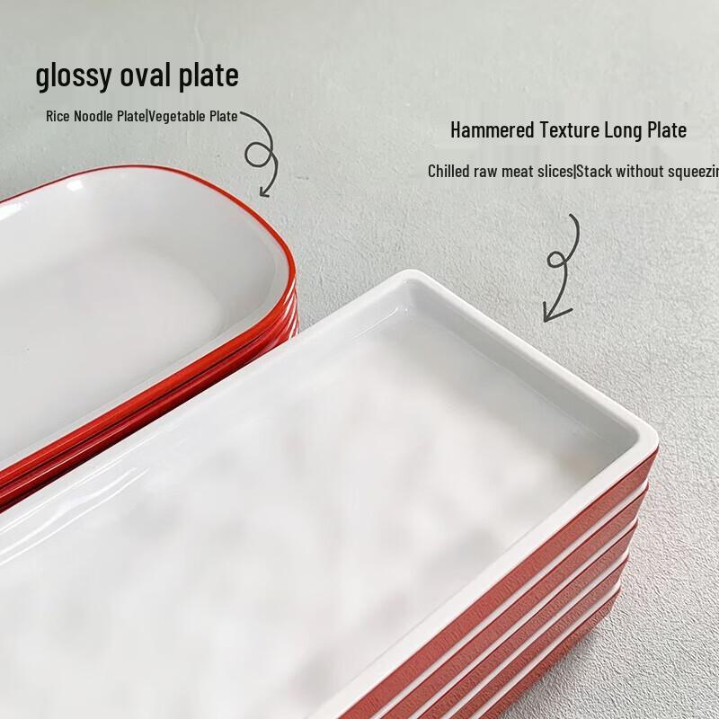 777 Tvåfärgad Melamin Hamrad Rektangulär Serveringsfat