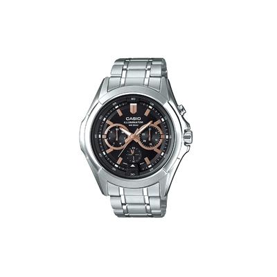 STANDARD Series, Waterproof Depth 50m, Quartz, Steel Strap, , Men's Watch, Black Dial MTP-E204D-1AVDF